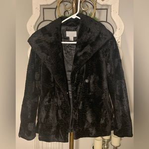 EUC H&M black textured fur jacket size 2
